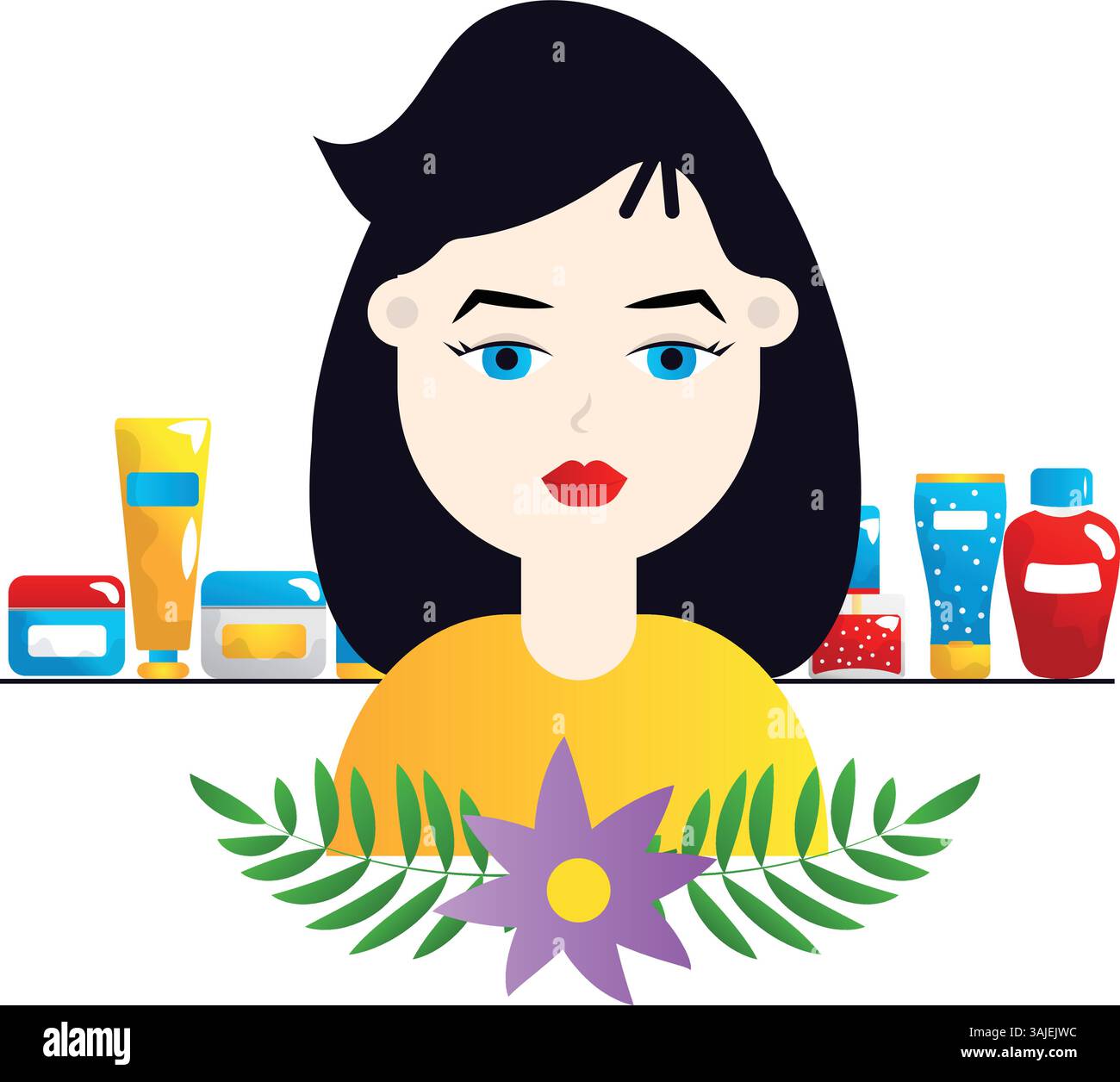 Skincare routine flat vector illustration on the white background Stock ...