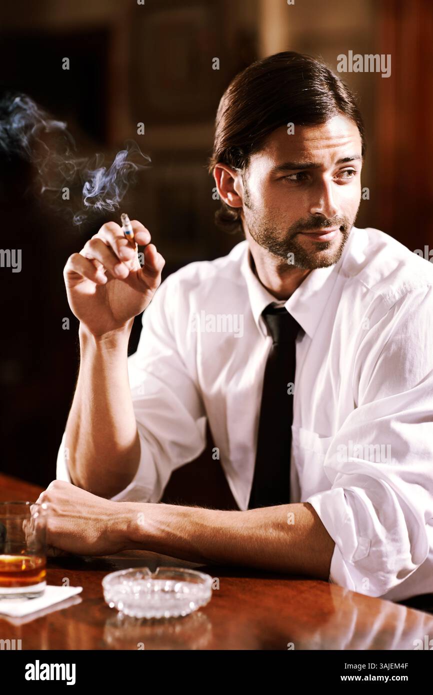 old style cigarette Vintage man with cigarette hi-res stock photography and images