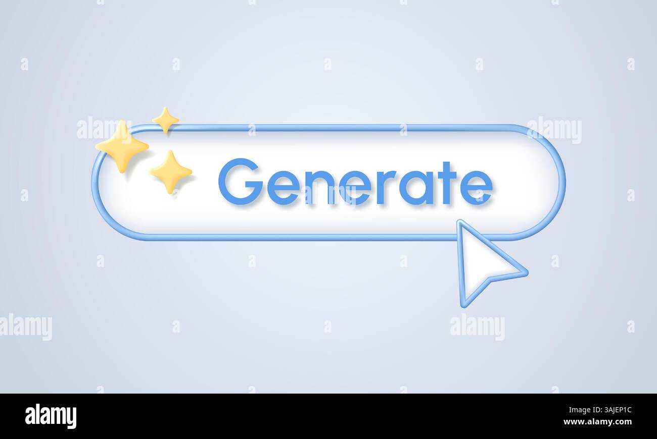 Generate AI button with star icons. Command line for entering ideas for ...