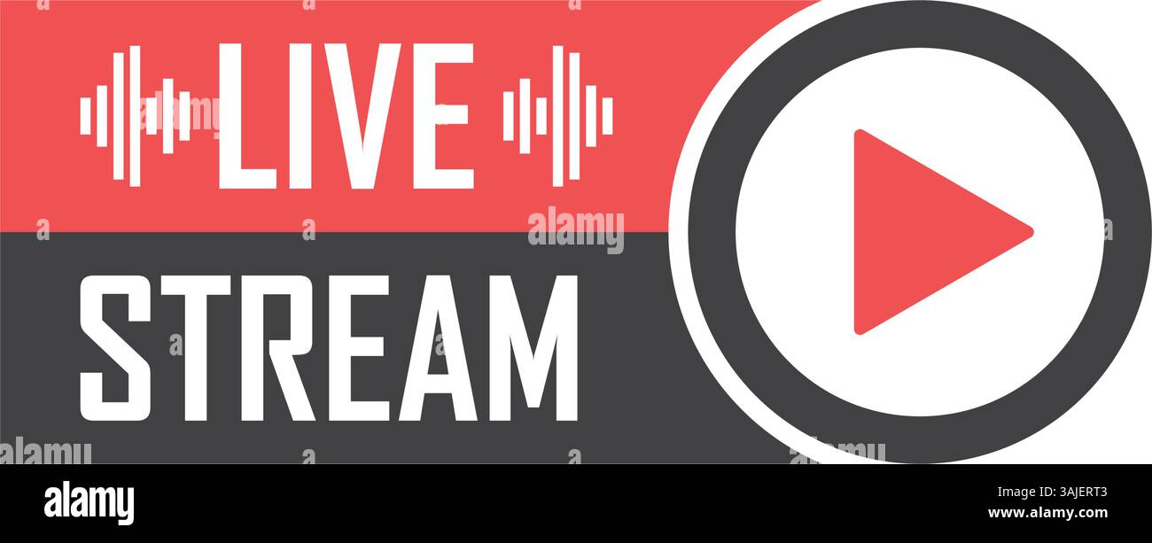 Live stream button icon in flat style. Webinar vector illustration on ...