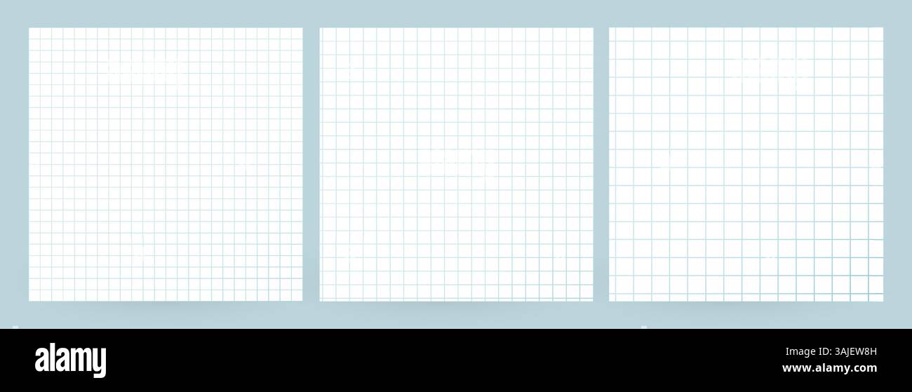 Blank Grid Paper Background Set With Blue Lines For Math, School, Notes ...