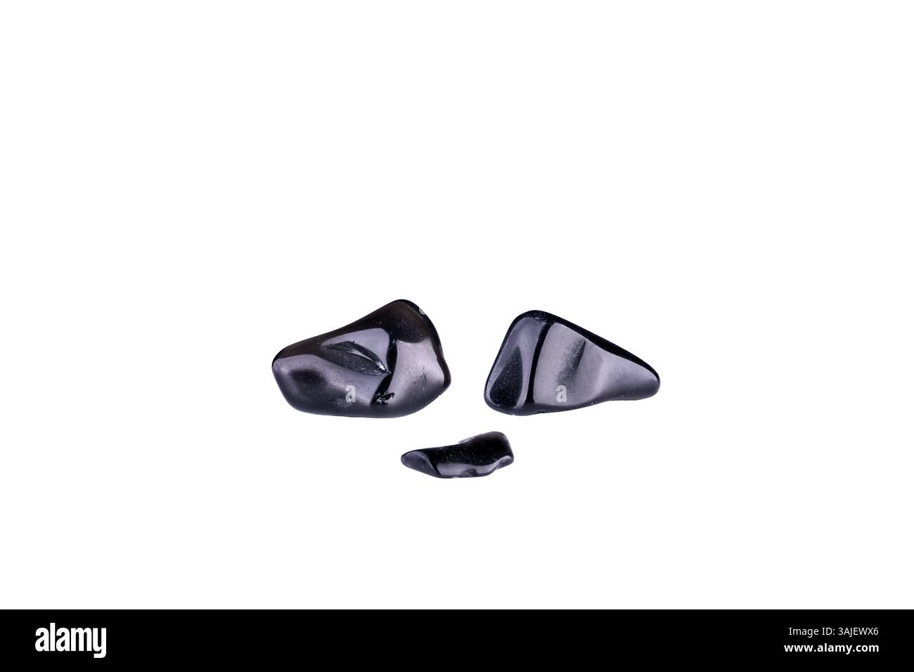 black obsidian chips isolated on white background Stock Photo