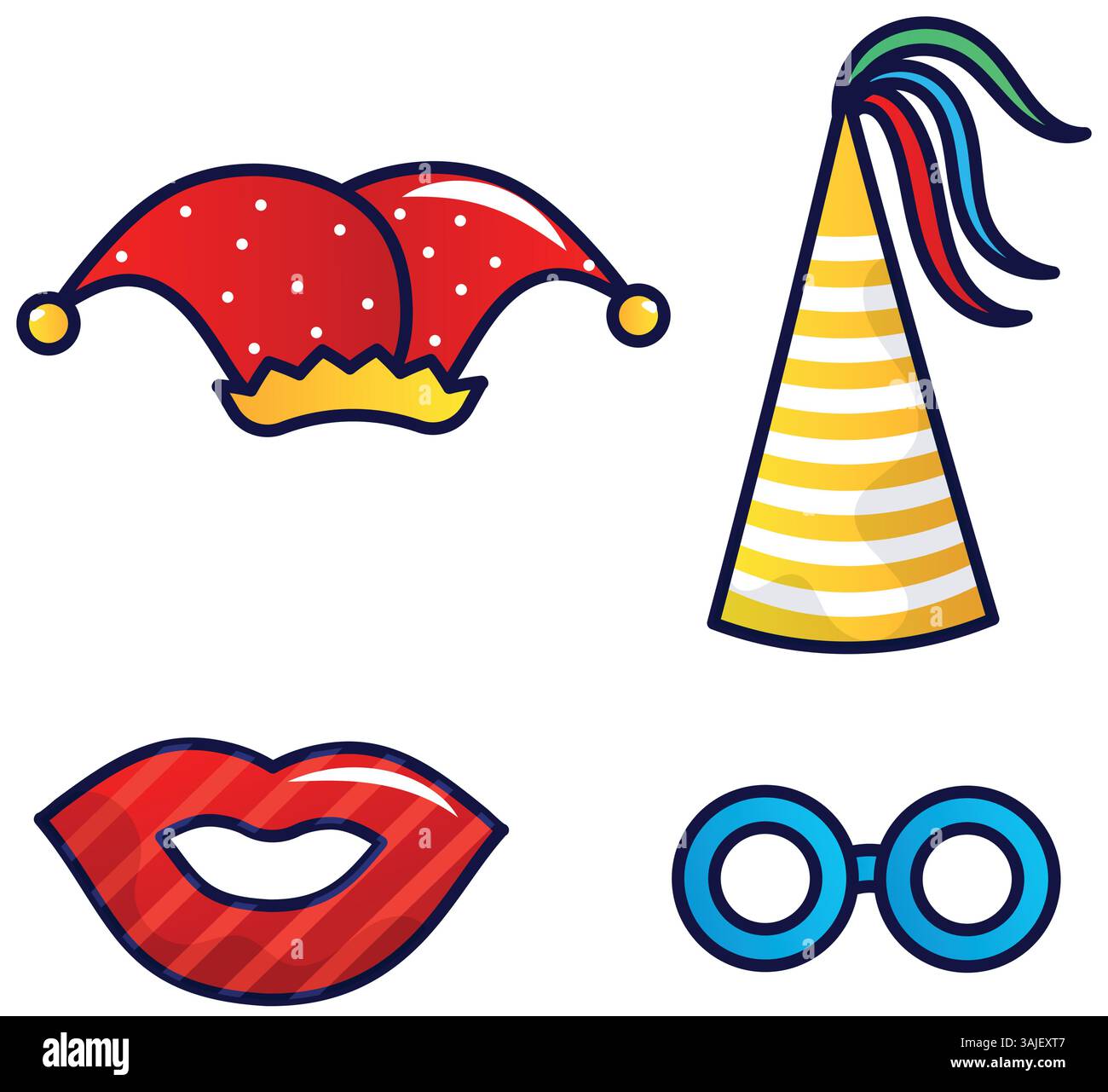 Happy Purim set of vector lineal icons on the white background Stock ...