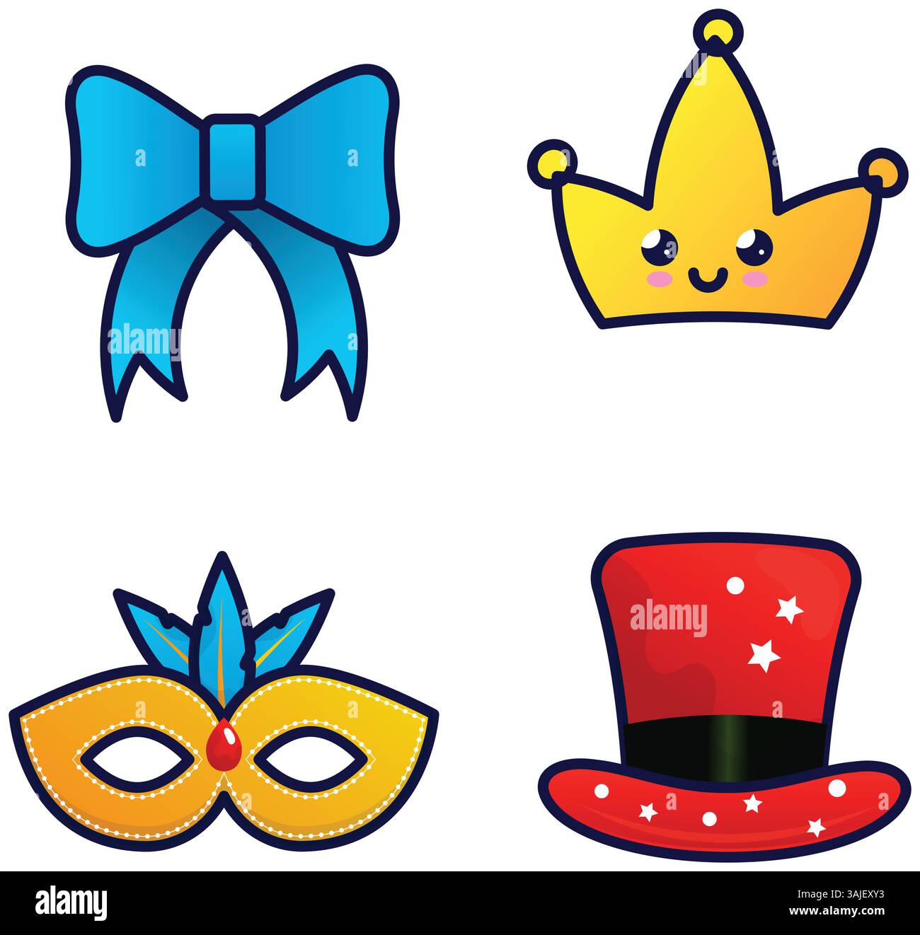 Happy Purim set of vector lineal icons on the white background Stock ...