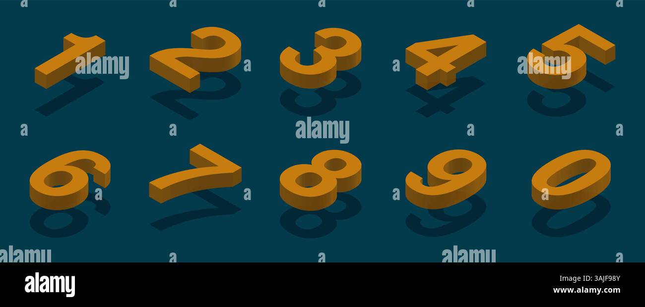 3D Number Set. Modern isometric design for numbers 0 to 9 Stock Vector ...