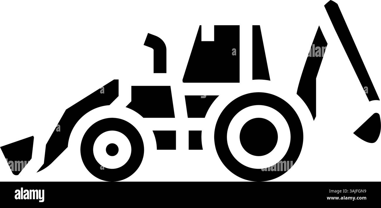 cultivation tractor glyph icon vector illustration Stock Vector Image ...