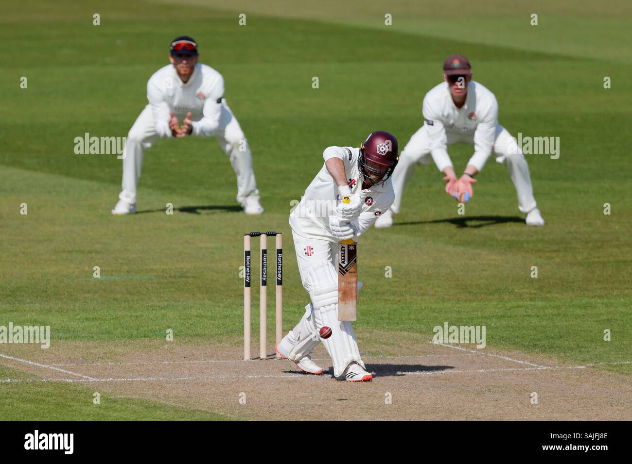Northamptonshire's Luke Procter batting during day one of the 2025 ...