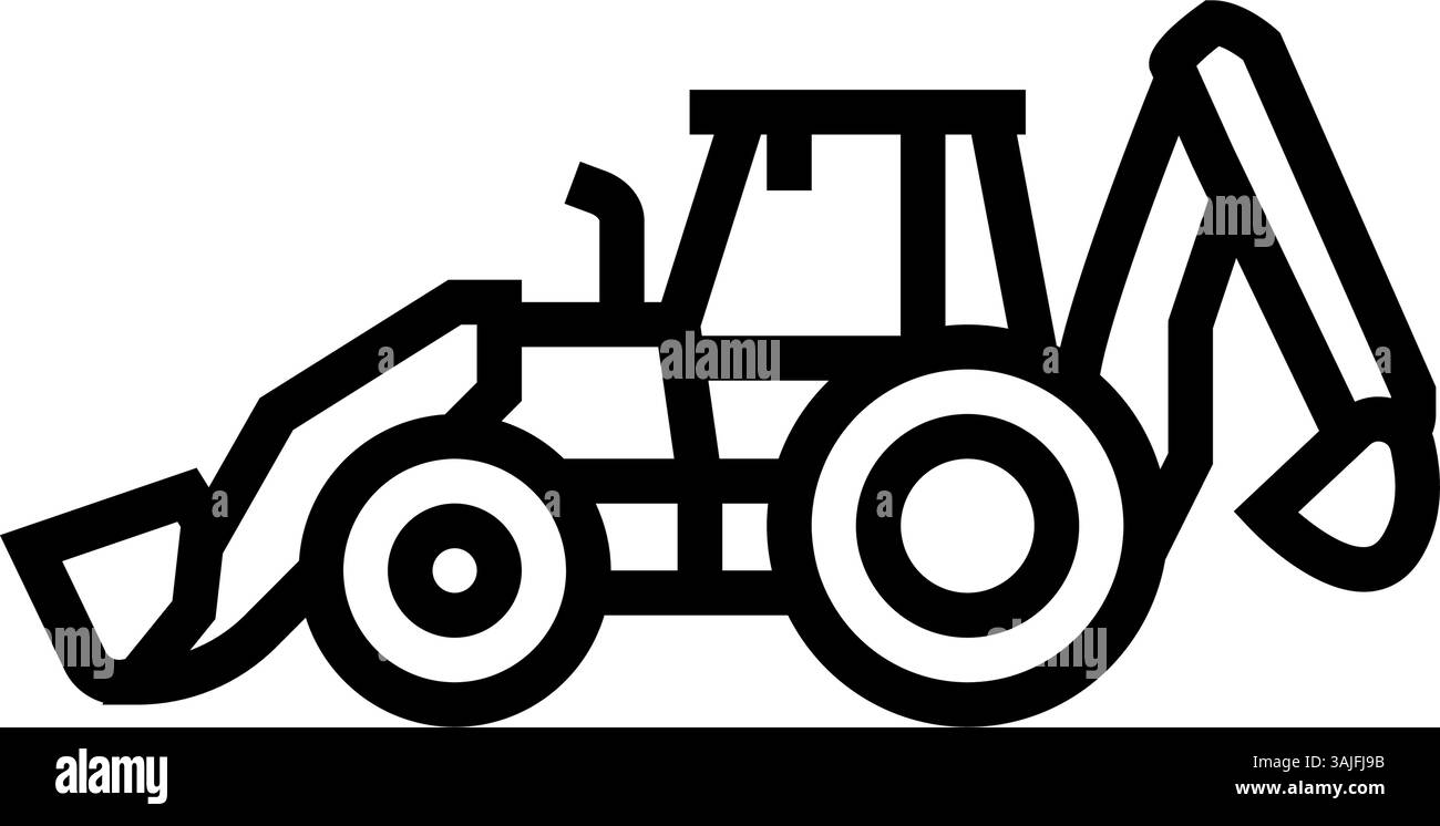 cultivation tractor line icon vector illustration Stock Vector Image ...