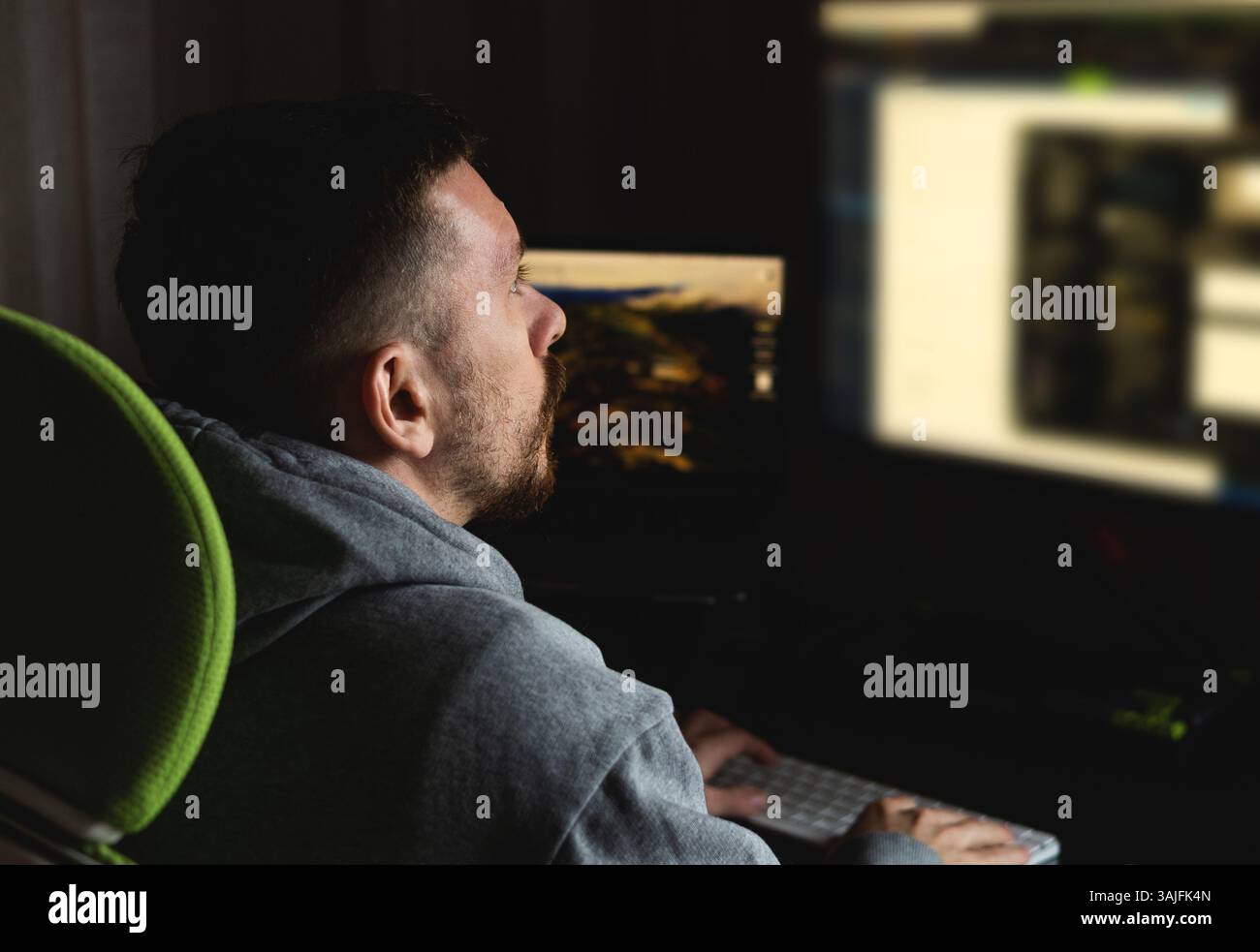Programmer codes from home. Remote work Stock Photo