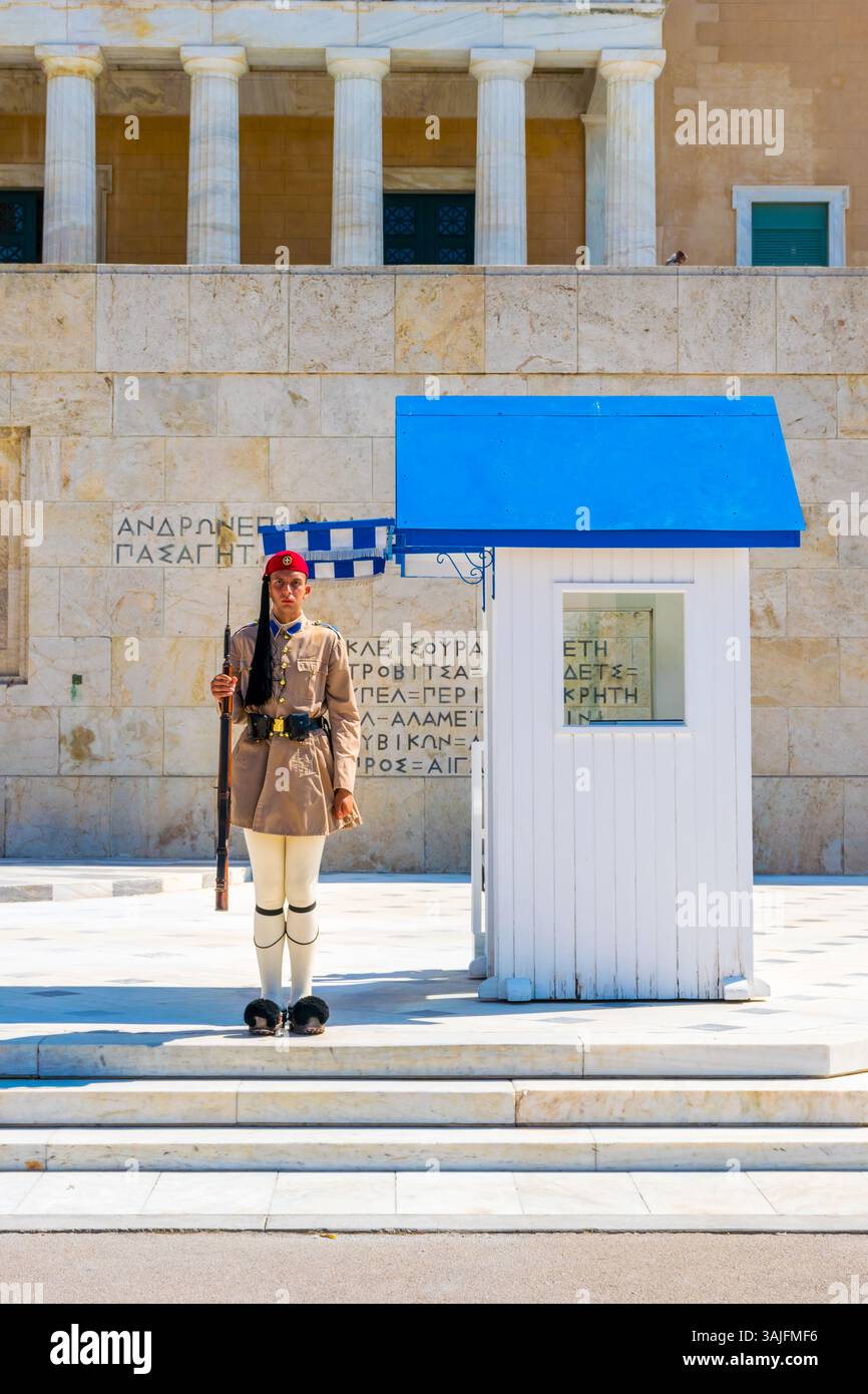 President Guard Athens, Greece - September 26, 2024:The Presidential guard in Summer ...