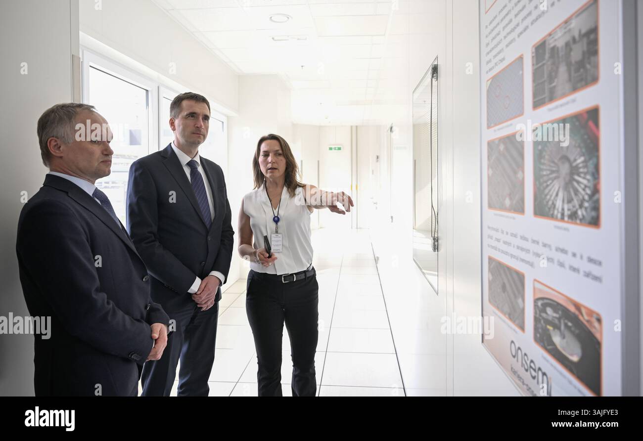 Czech Industry and Trade Minister Lukas Vlcek, center, visits the US ...
