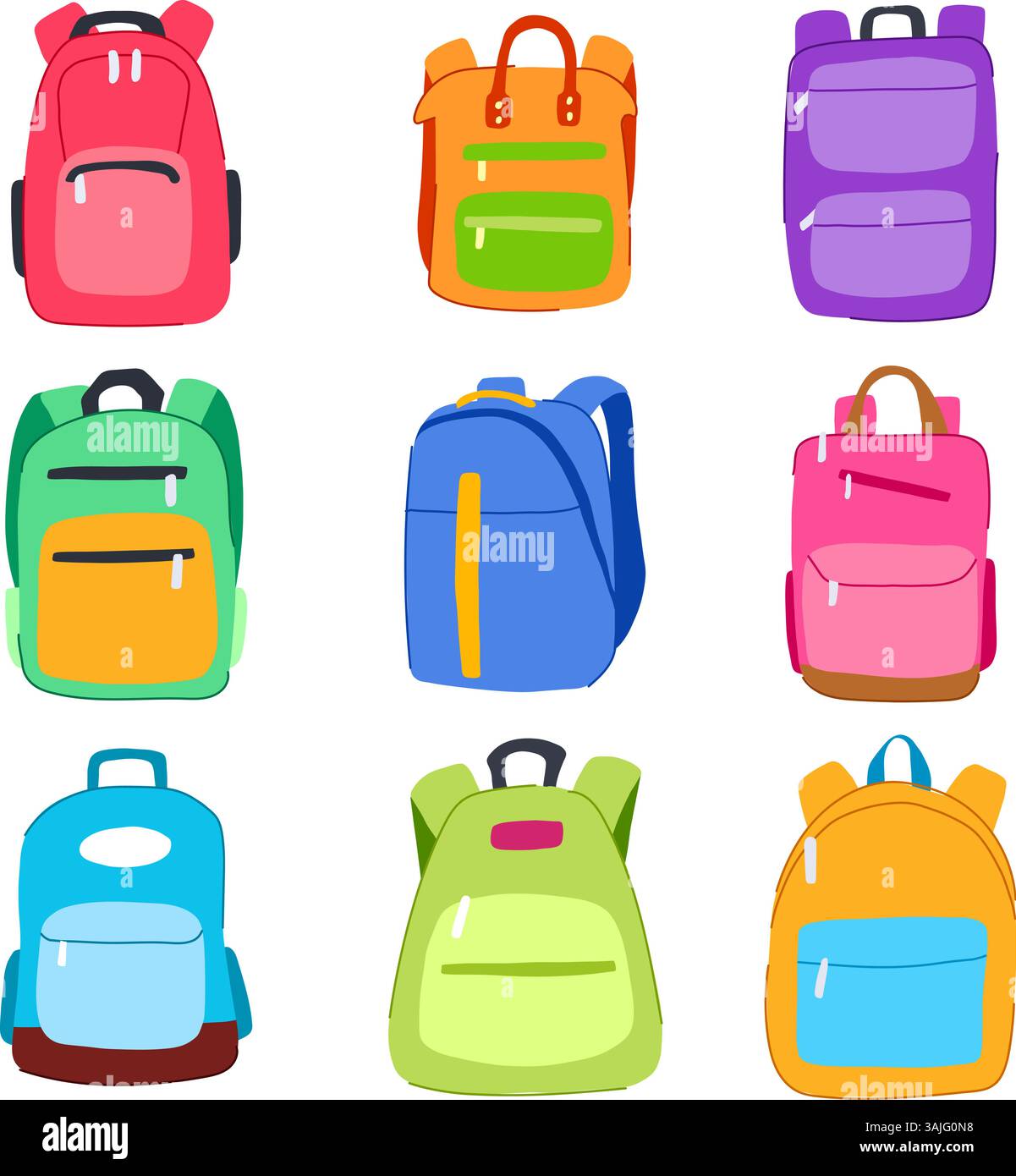 backpack set cartoon vector illustration Stock Vector Image & Art - Alamy