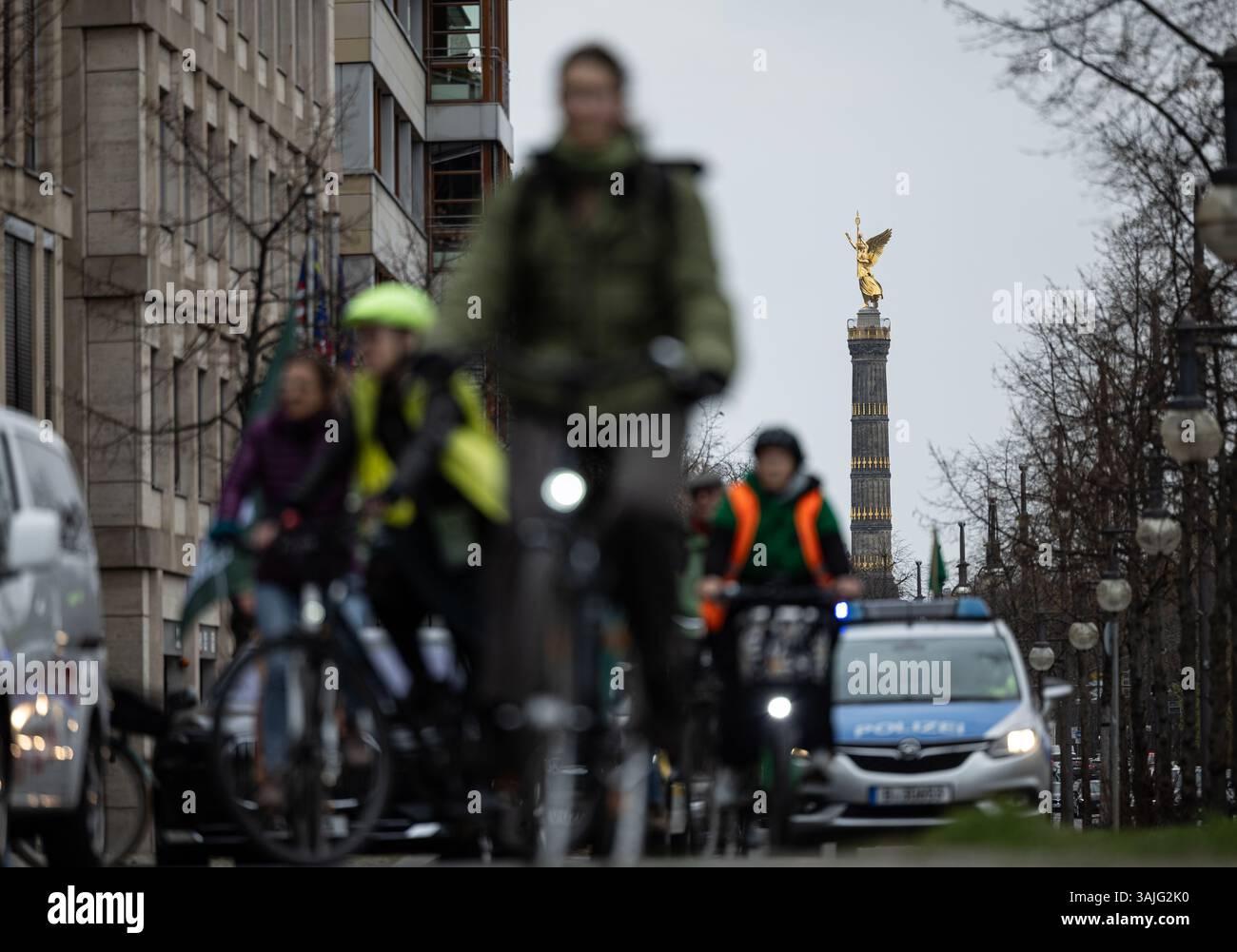 German Rinding Bycicles 11 April 2025, Berlin: Participants ride bicycles in front of the ...