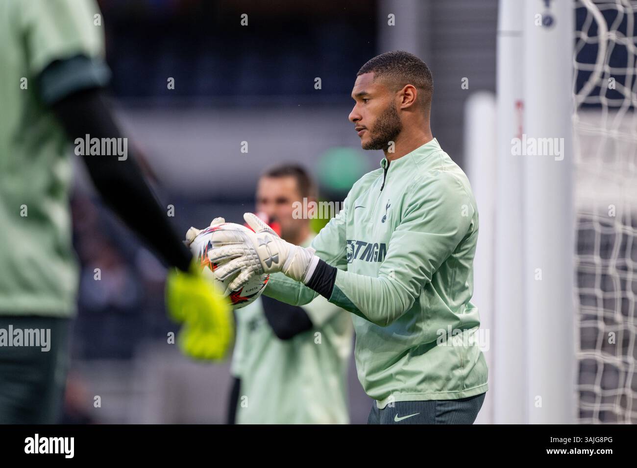 London, UK. 10th Apr, 2025. Goalkeeper Brandon Austin of Tottenham ...