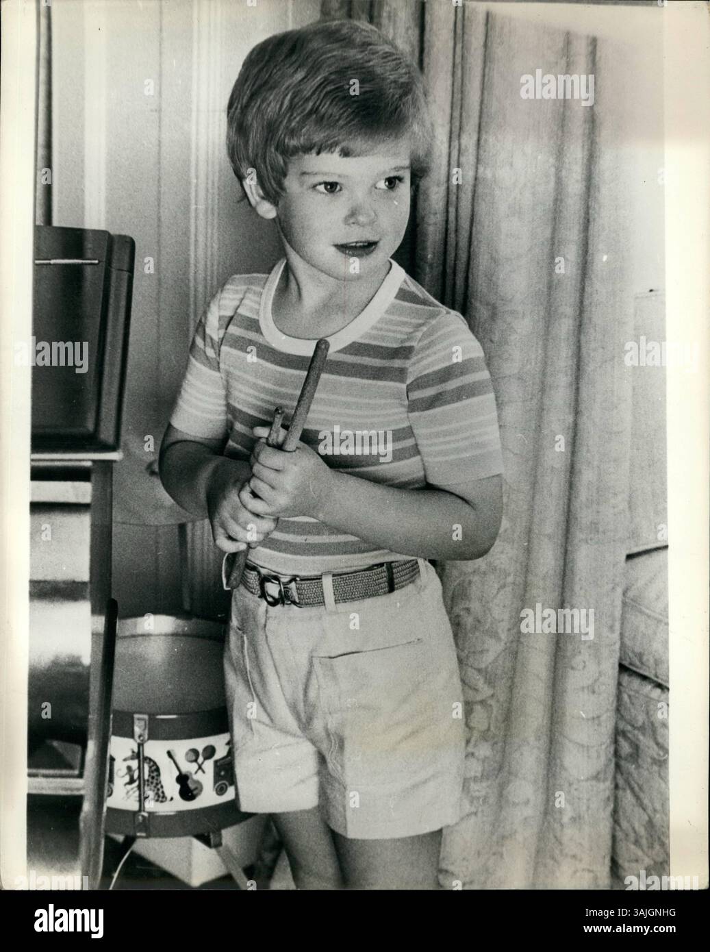 July 7, 1975 - Jul. 07, 1975 - Lord Nicholas Windsor=5th Birthday: On friday Jul 25th 75 Lord Nicholas Windsor the younger son and the youngest child of the Duke and Duchess of Kent will celebrate his fifth birthday He is seen in the playroom of the family's country residence. Anmer Hall rear King's Lynn, Norfolk. (Credit Image: © Keystone Press Agency/ISIPhotos via ZUMA Wire) Stock Photo