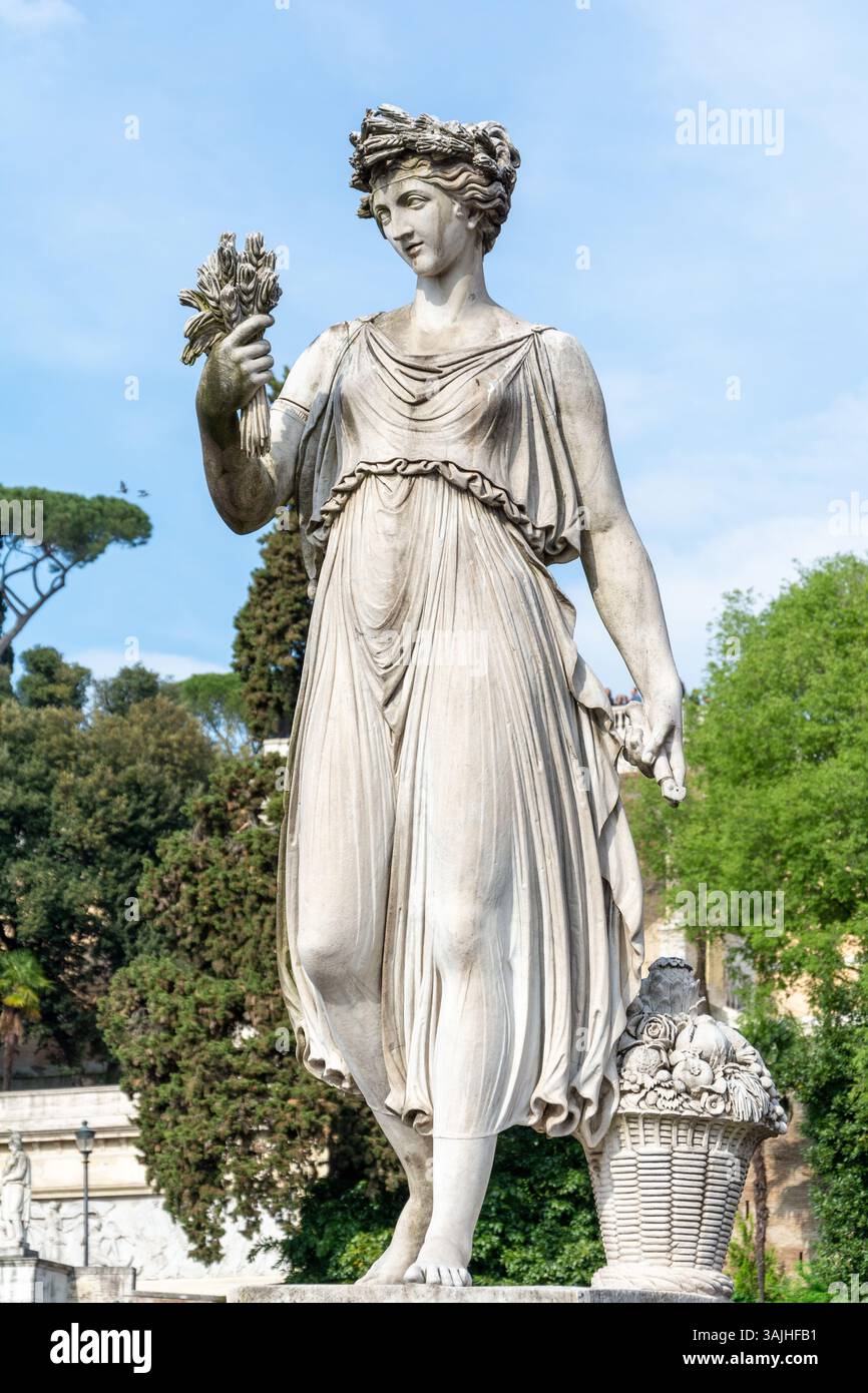 Statue representing the summer in Piazza del Popolo in Rome Stock Photo ...