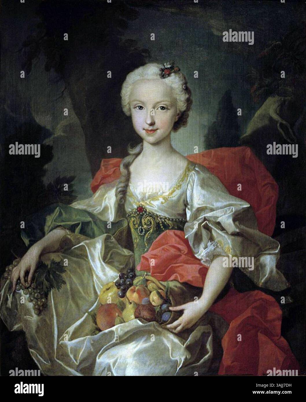 Portrait of Maria Teresa Rafaela of Spain, painted by Louis-Michel van Loo in 1737, depicting the daughter of Philip V of Spain, who was the wife of the Dauphin of France. Stock Photo