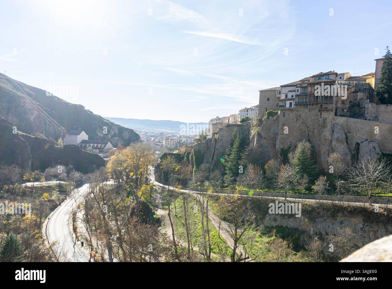 Scenic Iron Bridge at Cuenca’s Famous Hanging Houses, Spain Stock Photo ...