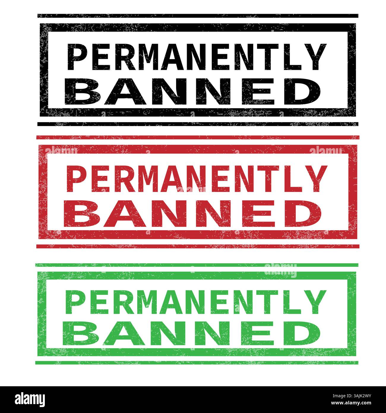 Red PERMANENTLY BANNED Rubber Stamp Bold Official Seal with Rectangular ...