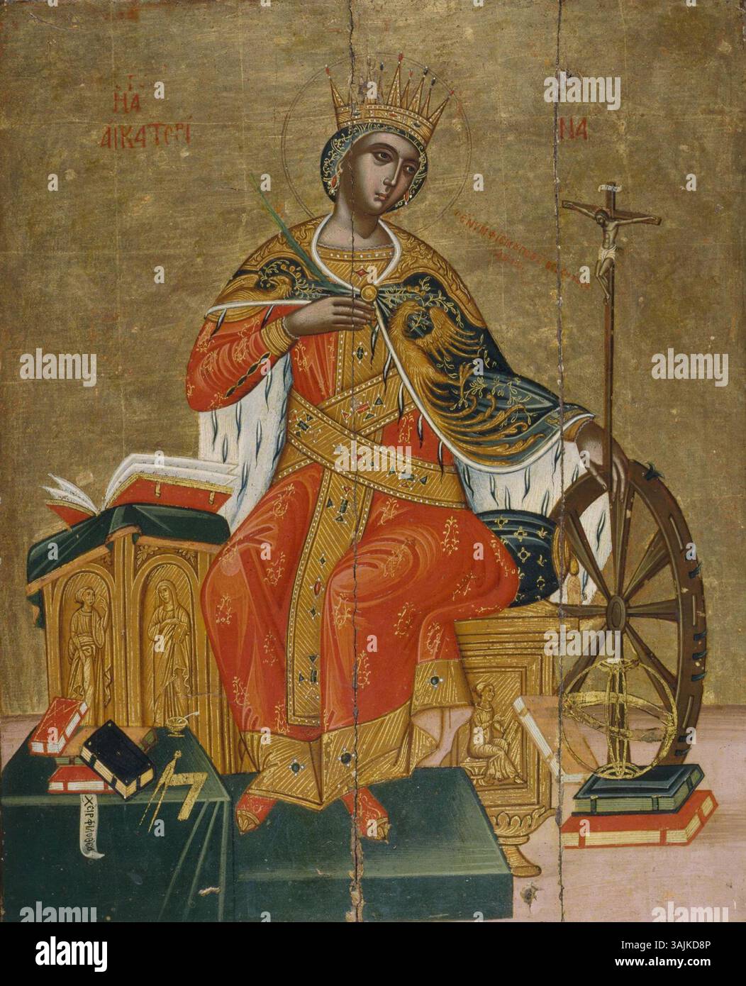 This 1660s icon by Philotheos Skoufos depicts St. Catherine of ...