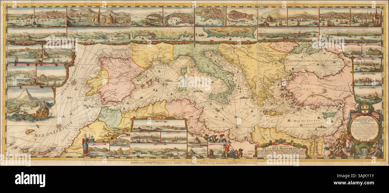 This 1694 map, 'Carte Nouvelle De La Mer Mediterranee,' was created by ...