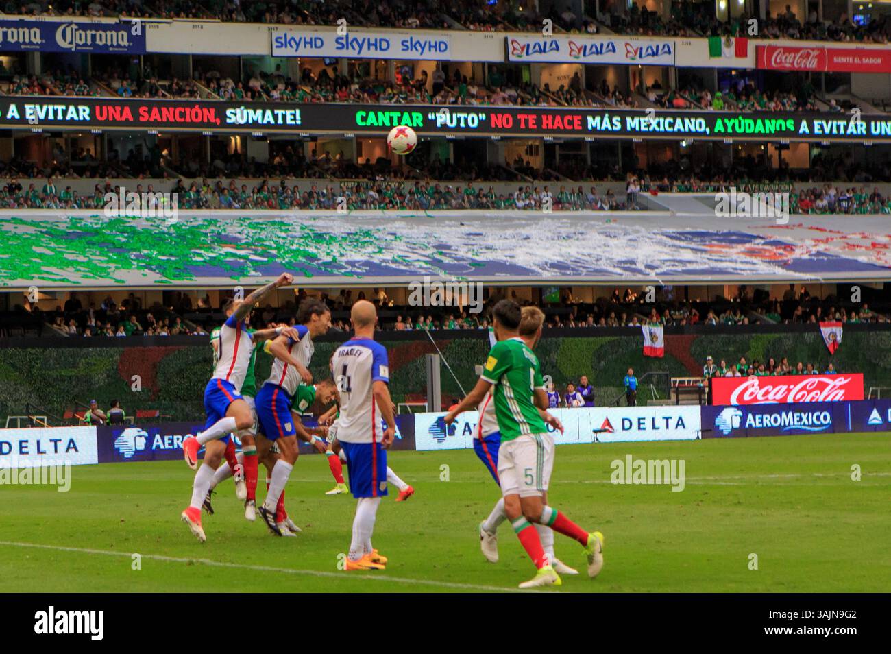 June 11, 2017 - Mexico City, DF, Mexico - Mexico City, Mexico - Sunday June 11, 2017: USMNT, EL TRI during a 2018 FIFA World Cup Qualifying Final Round match with both men's national teams of the United States (USA) and Mexico (MEX) playing to a 1-1 draw at Azteca Stadium. (Credit Image: © Michael Janosz/ISIPhotos via ZUMA Wire) Stock Photo