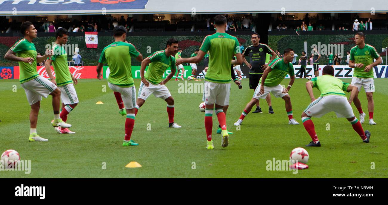 June 11, 2017 - Mexico City, DF, Mexico - Mexico City, Mexico - Sunday June 11, 2017: Mexico, El Tri during a 2018 FIFA World Cup Qualifying Final Round match with both men's national teams of the United States (USA) and Mexico (MEX) playing to a 1-1 draw at Azteca Stadium. (Credit Image: © Michael Janosz/ISIPhotos via ZUMA Wire) Stock Photo