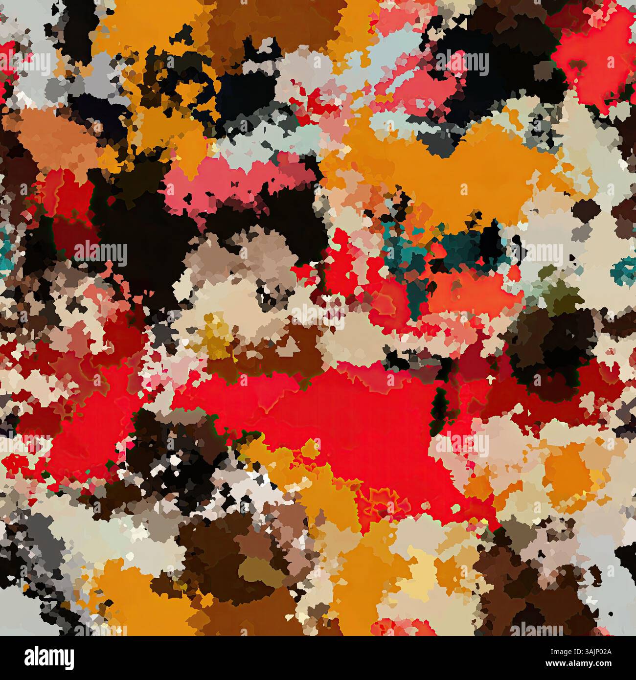 Abstract blotched random paint splatter seamless pattern. Dense grungy ...