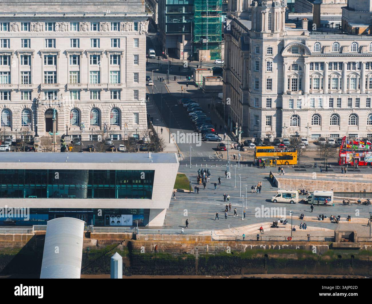 Aerial View of Liverpool Featuring Three Graces and Waterfront Stock ...