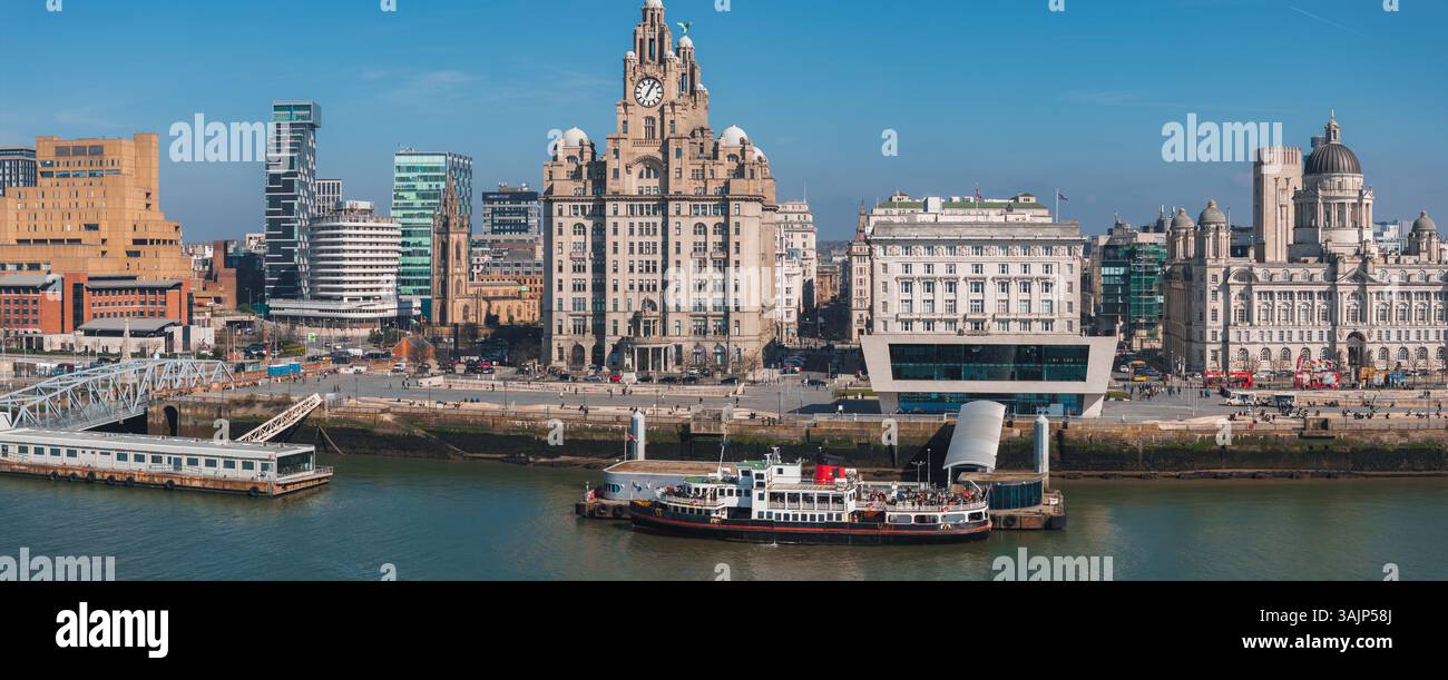 Aerial View of Liverpool Waterfront Featuring the Three Graces Stock ...