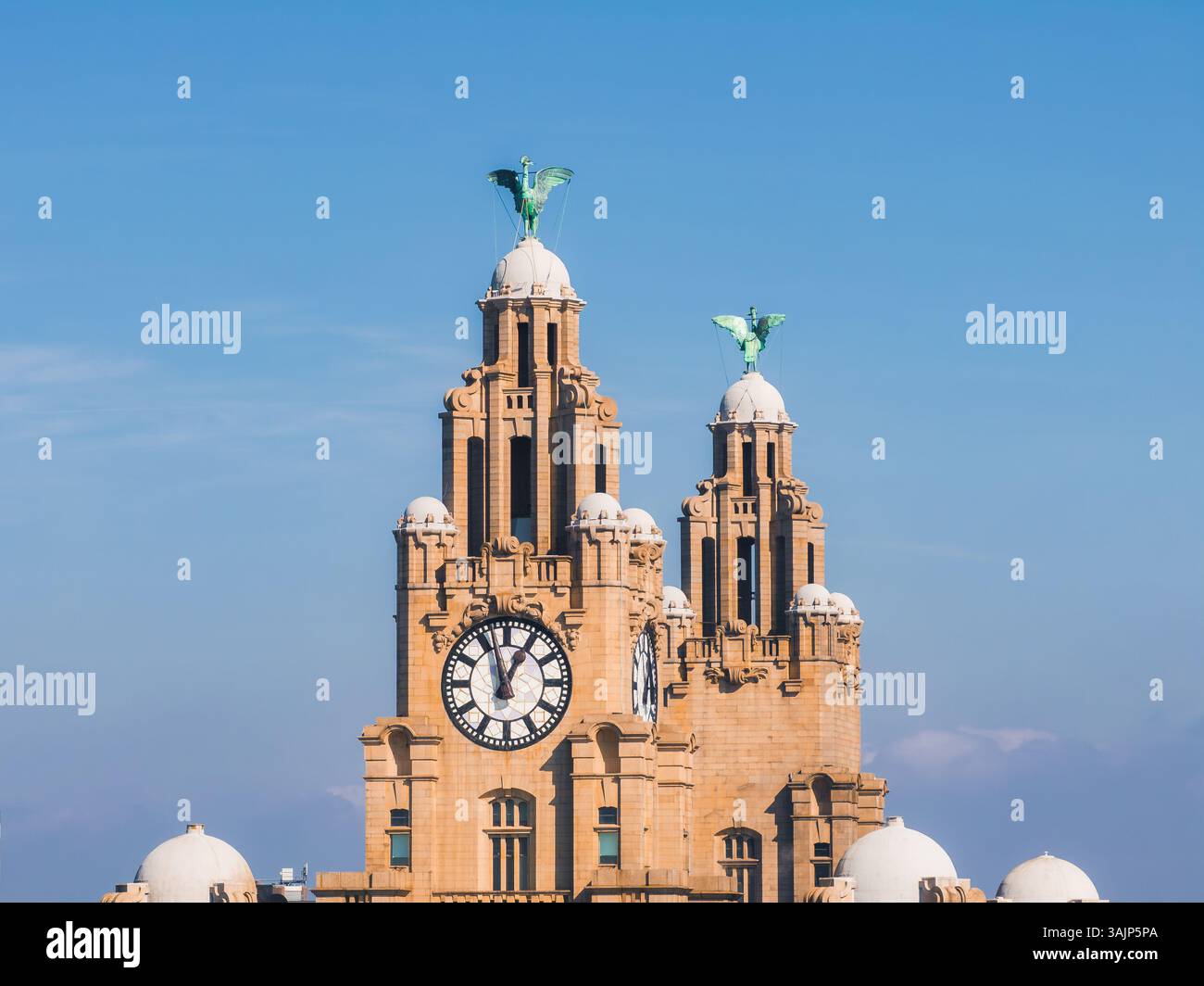 Aerial View of the Royal Liver Building in Liverpool, England Stock ...