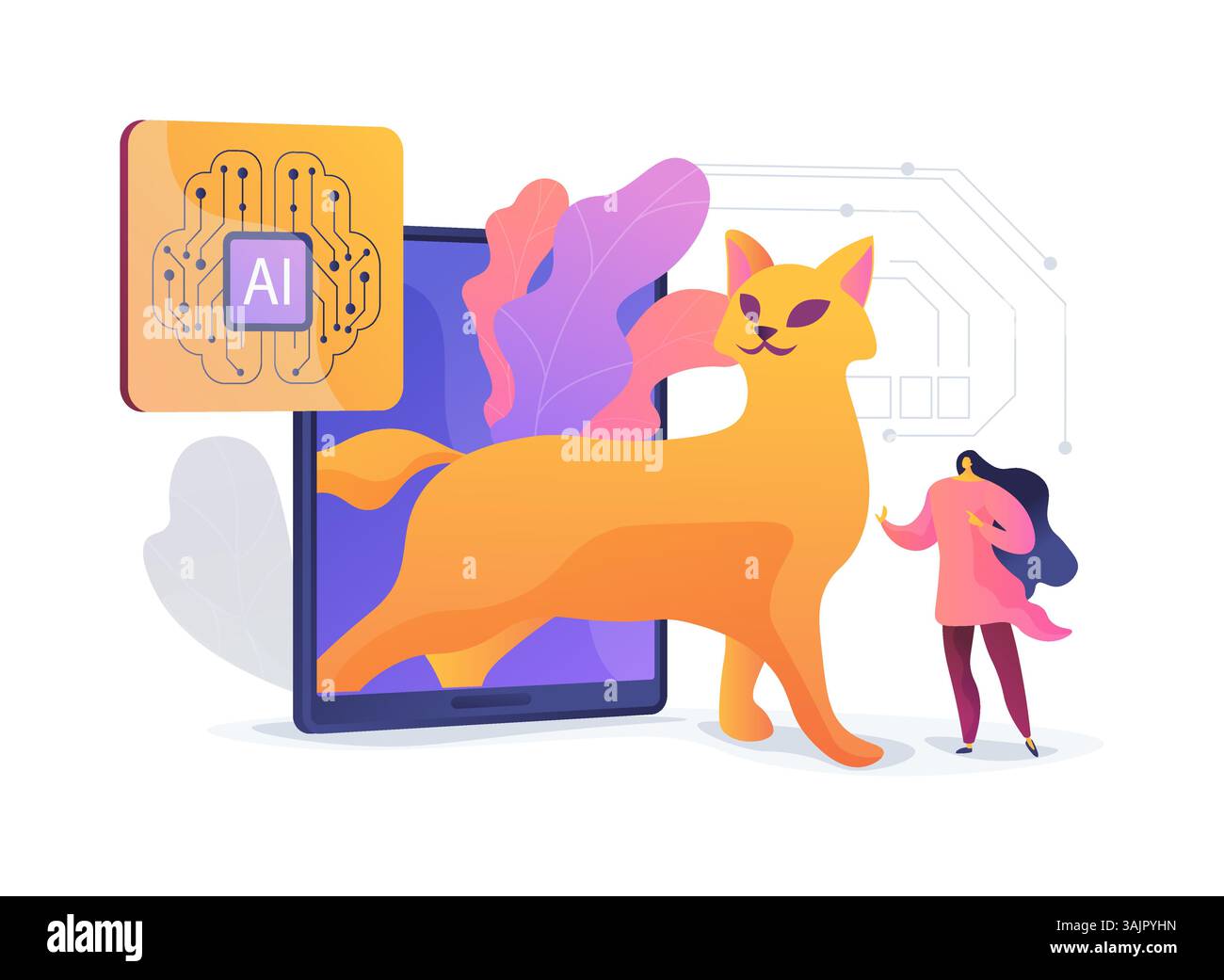 AI Virtual Pet Companions abstract concept vector illustration Stock ...