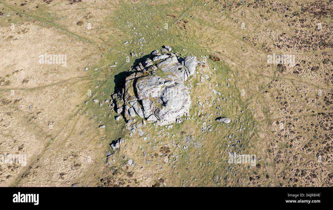 Aerial view of Kes Tor rock, near Chagford, Devon Stock Photo - Alamy