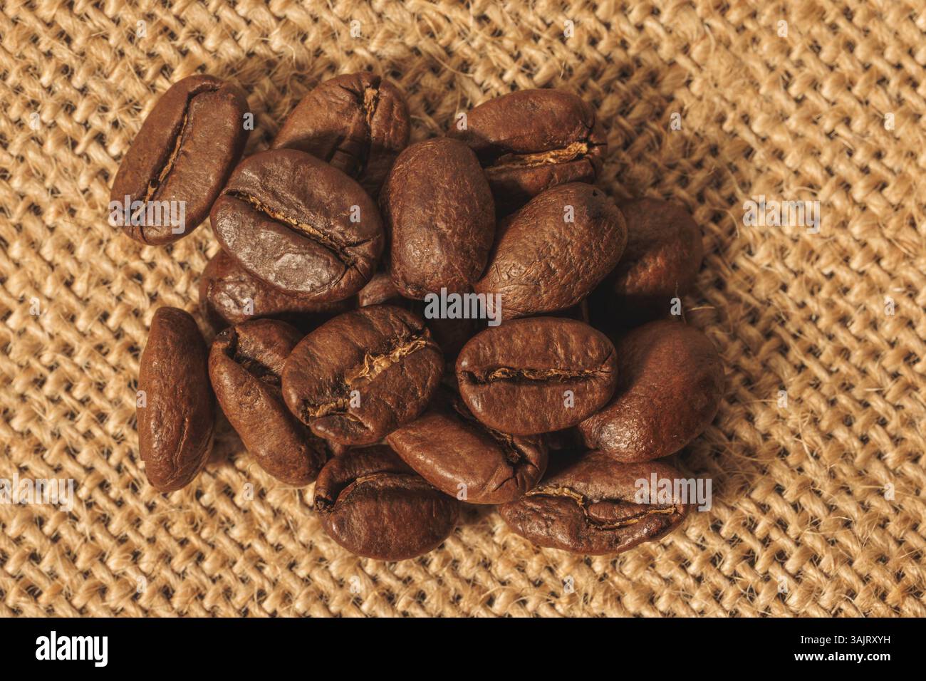 Freshly Roasted Coffee Beans in Sharp Detail Stock Photo