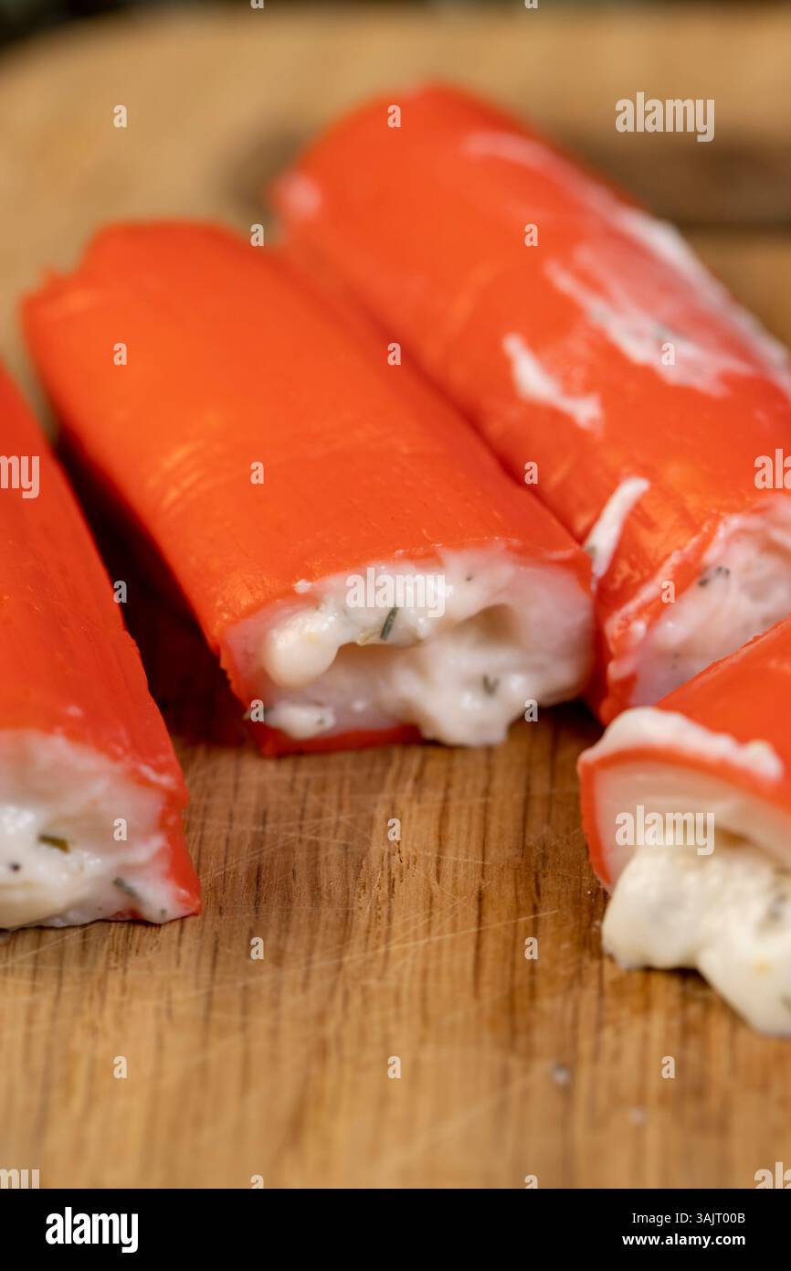 imitation crab meat with the addition of creamy filling with spices ...