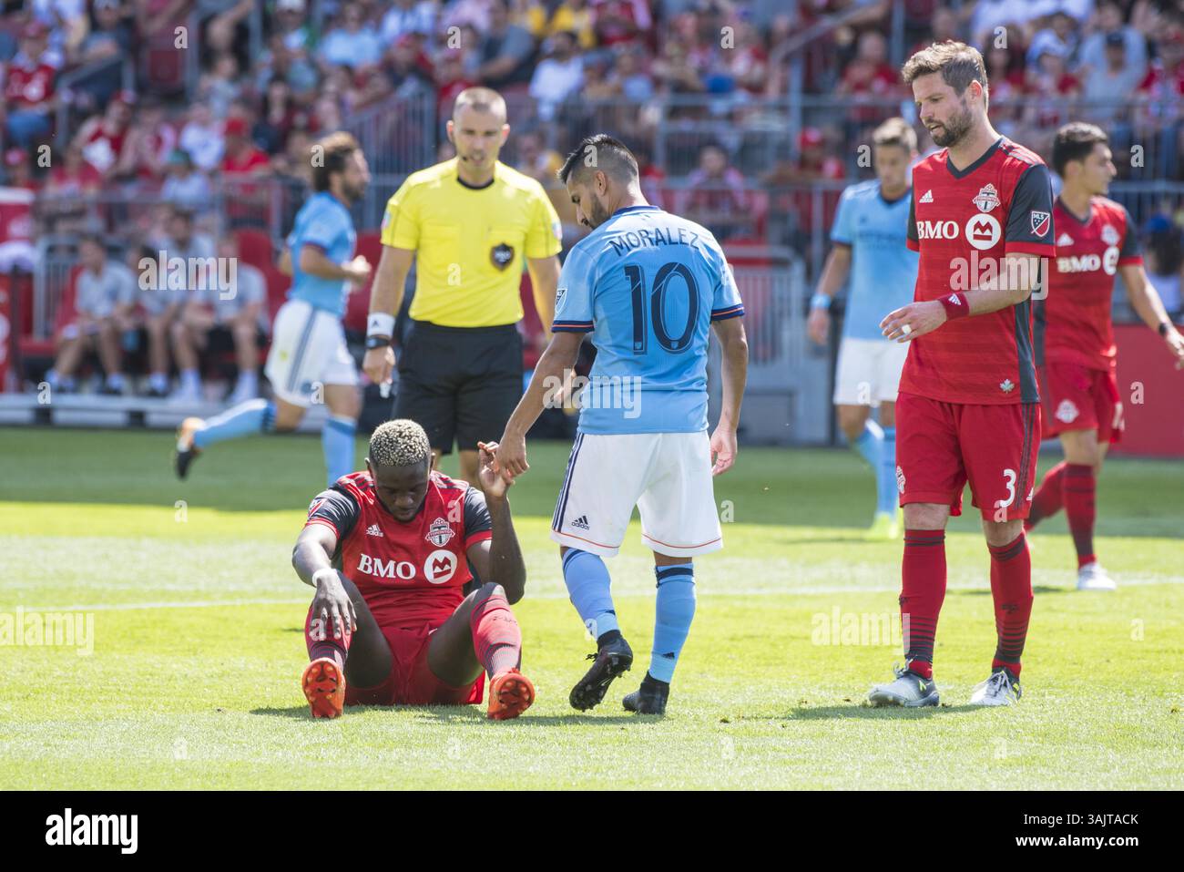 Maximiliano Moralez (10) in action during the MLS game between Toronto FC  and New York City FC at BMO Field. The game ended 2-1 for Toronto FC.  (Photo by Angel Marchini /