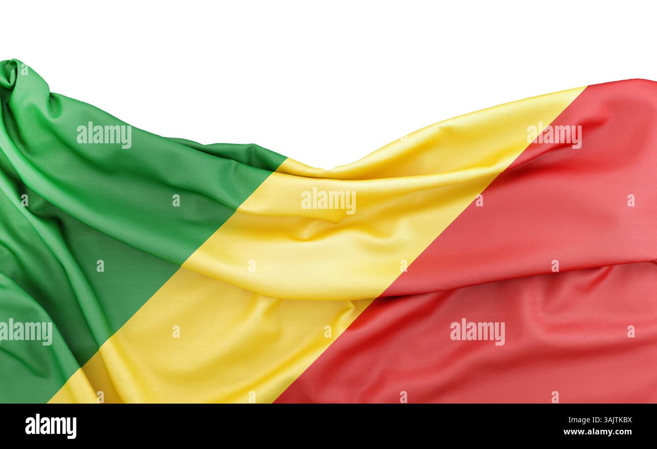 Flag of Republic of the Congo isolated on white background with copy ...