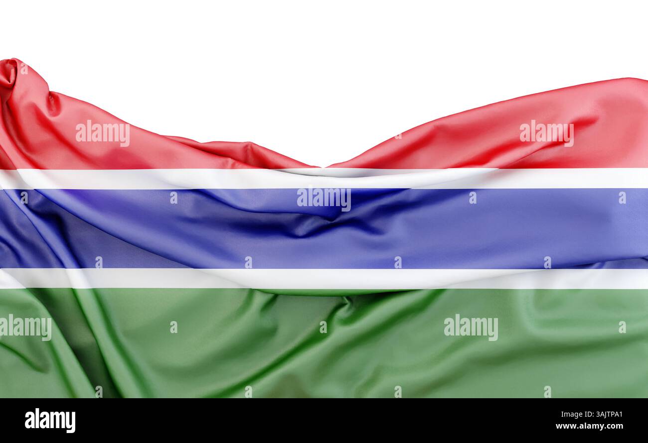 Flag of Gambia isolated on white background with copy space above. 3D ...
