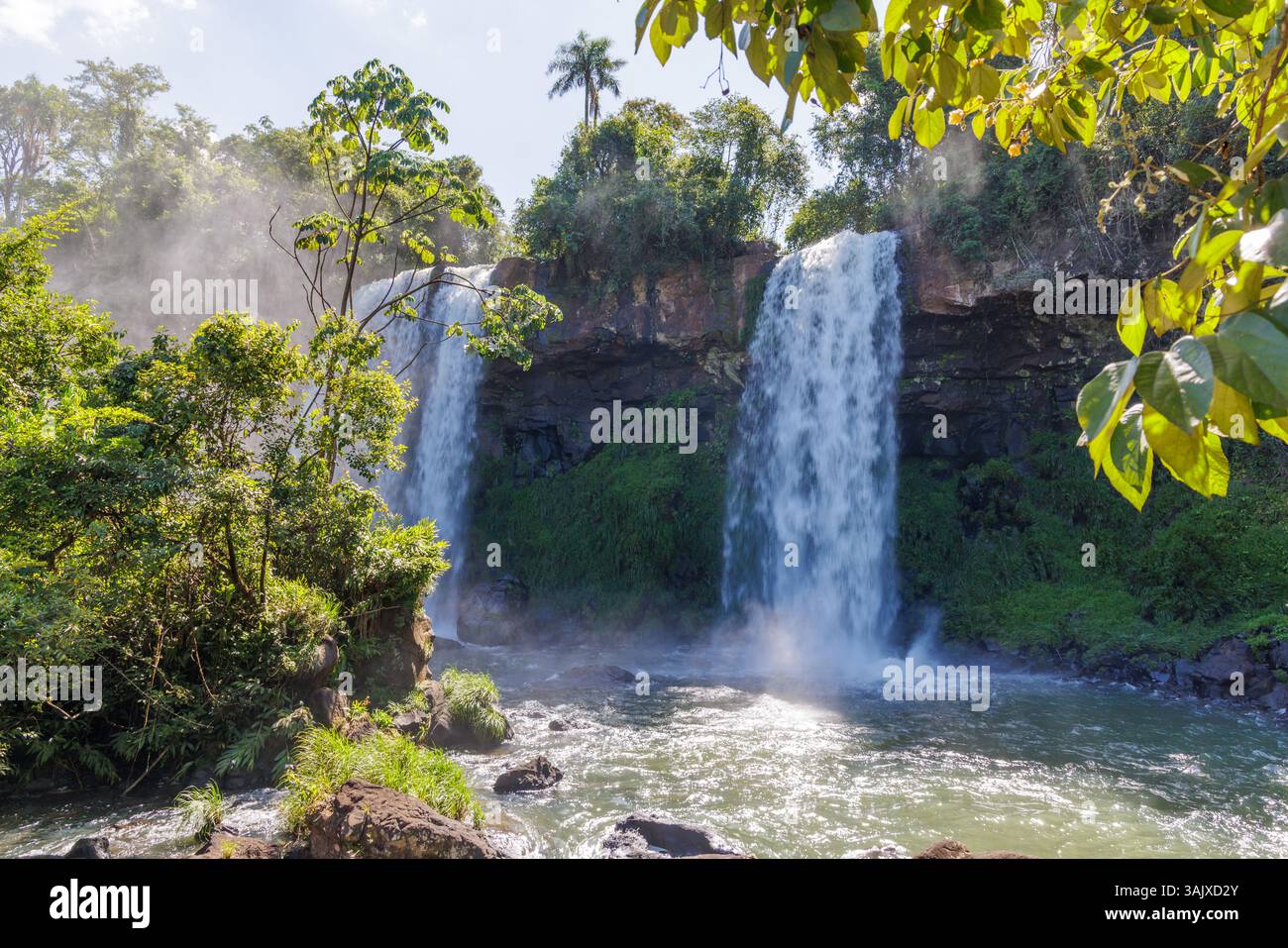 Waterfalls in Iguazu National Park in Misiones, Argentina. Stock Photo
