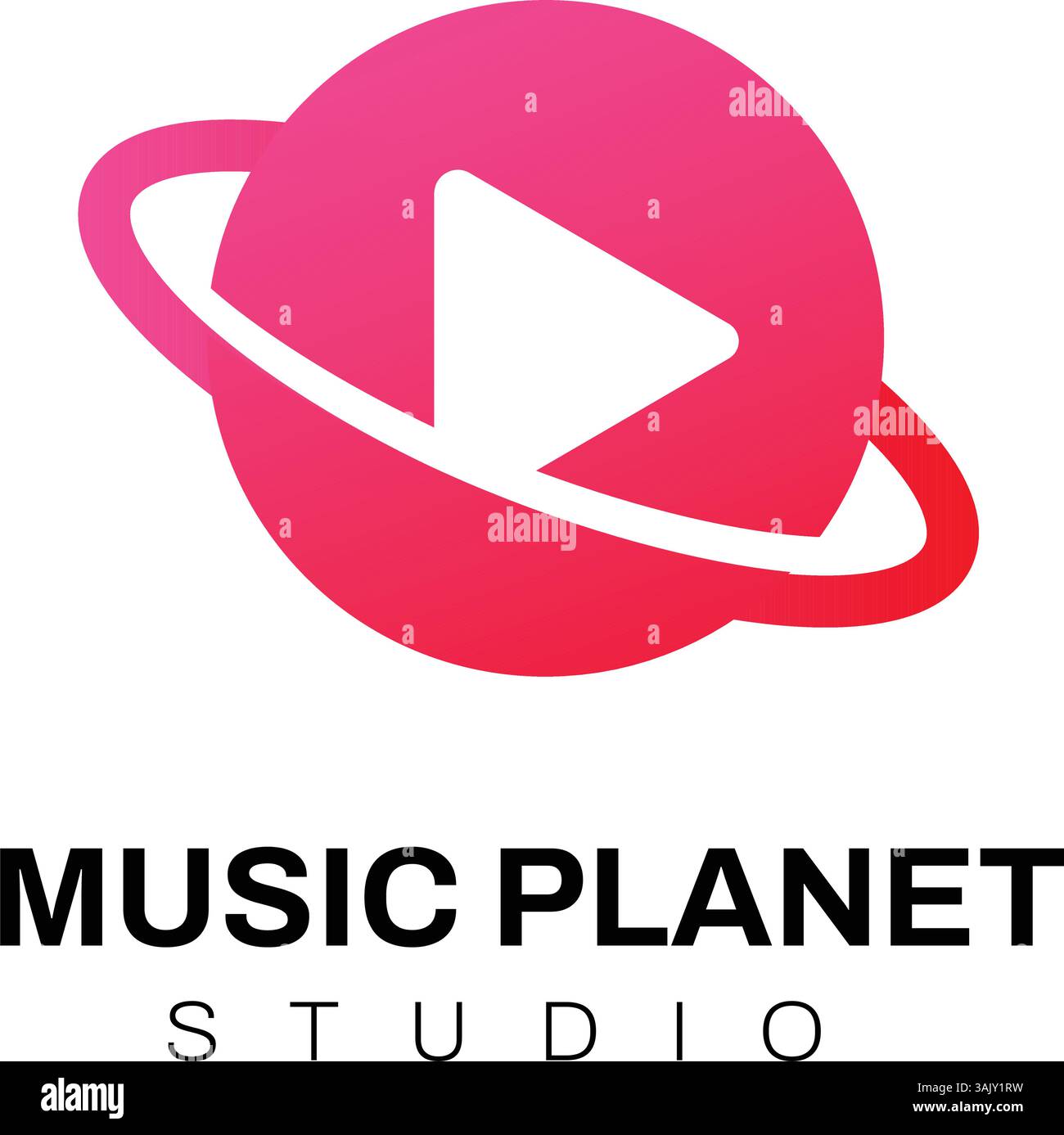 Music planet logo design concept play icon vector image Stock Vector