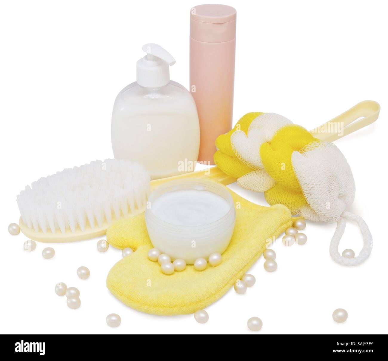 Accessories necessary for bathing or taking shower Stock Photo - Alamy