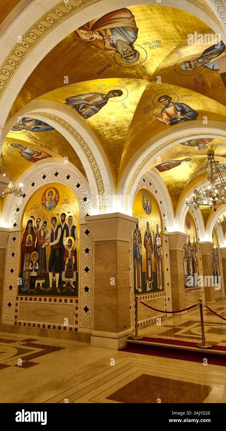 Orthodox Crypt Arched vaults in the interior of the underground crypt in the Orthodox ...