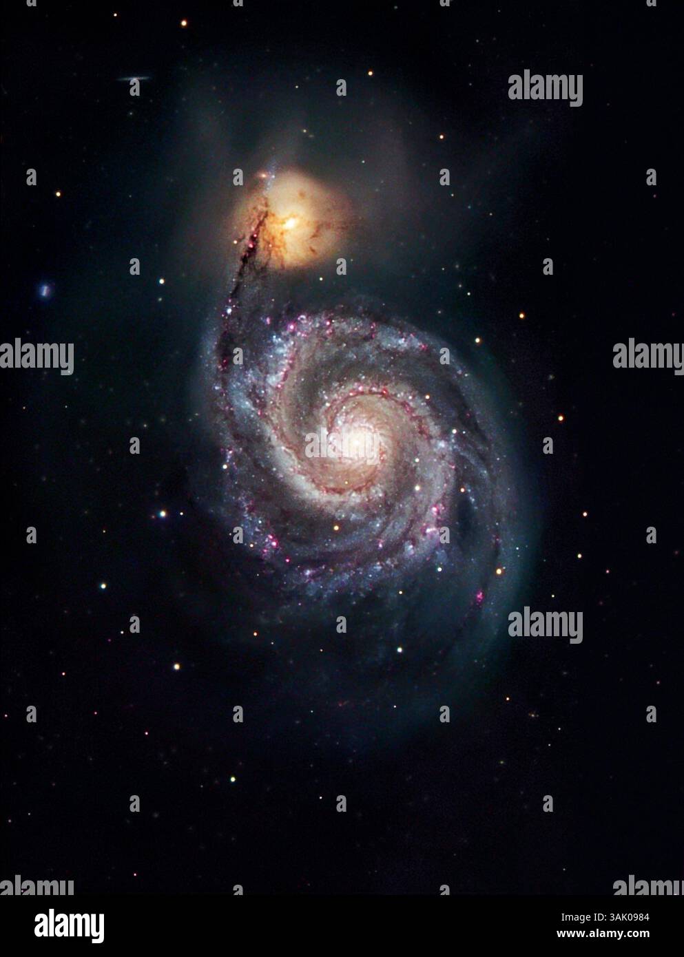 Whirlpool galaxy (M51), optical image. The large spiral galaxy M51 is ...