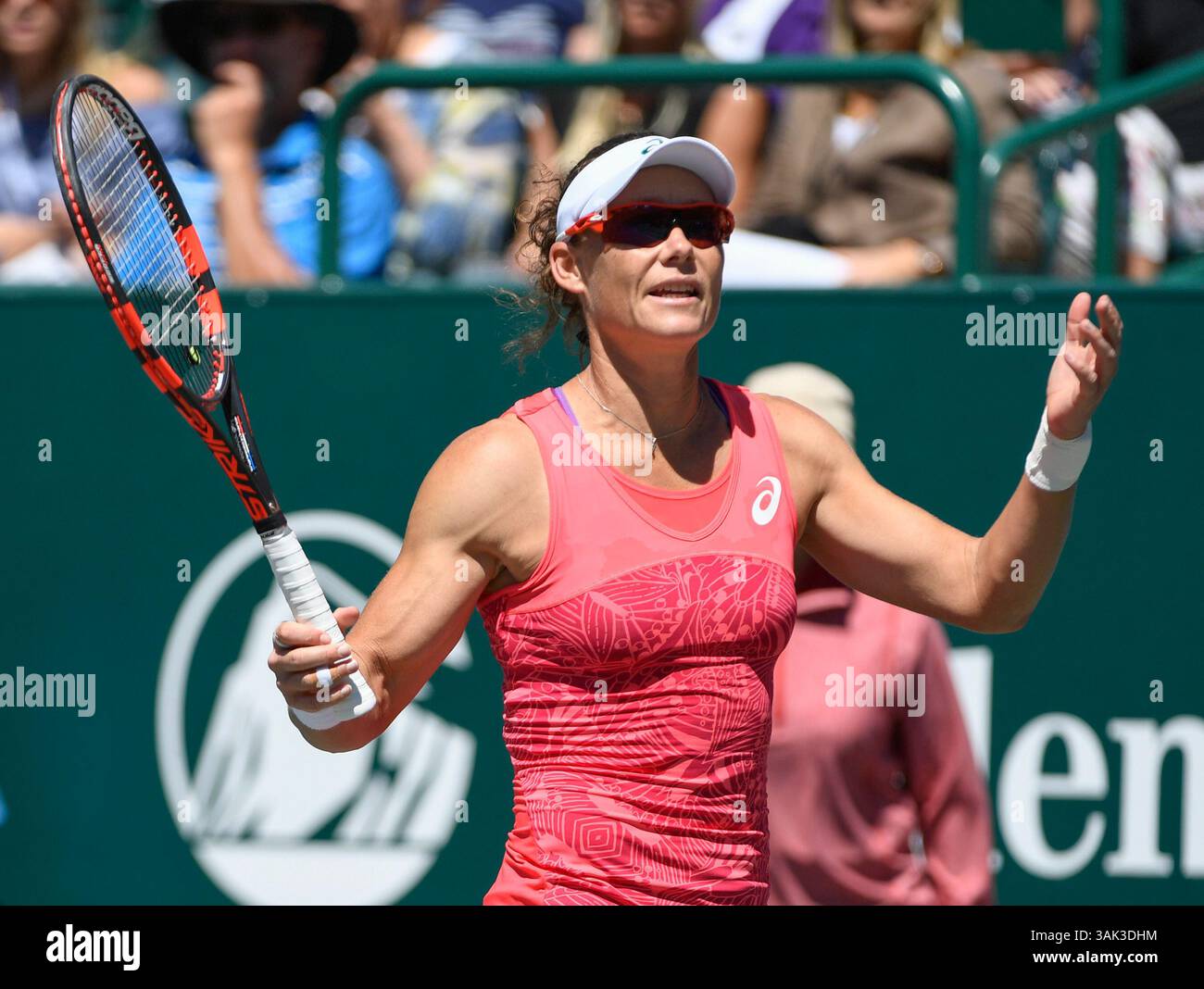 April 6, 2017: Samantha Stosur (AUS) loses to Irina-Camelia Begu (ROU) 7-5, 6-3, at the Volvo Car Open being played at Family Circle Tennis Center in Charleston, South Carolina. ©Leslie Billman/Tennisclix/Cal Sport Media(Credit Image: &copy; Leslie Billman/CSM via ZUMA Wire) Stock Photo