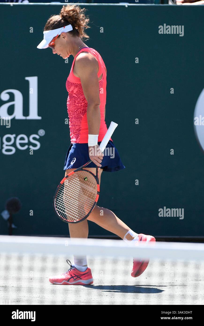 April 6, 2017: Samantha Stosur (AUS) loses to Irina-Camelia Begu (ROU) 7-5, 6-3, at the Volvo Car Open being played at Family Circle Tennis Center in Charleston, South Carolina. ©Leslie Billman/Tennisclix/Cal Sport Media(Credit Image: &copy; Leslie Billman/CSM via ZUMA Wire) Stock Photo
