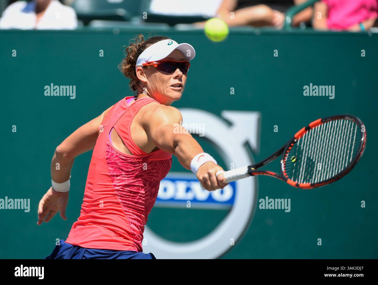 April 6, 2017: Samantha Stosur (AUS) loses to Irina-Camelia Begu (ROU) 7-5, 6-3, at the Volvo Car Open being played at Family Circle Tennis Center in Charleston, South Carolina. ©Leslie Billman/Tennisclix/Cal Sport Media(Credit Image: &copy; Leslie Billman/CSM via ZUMA Wire) Stock Photo