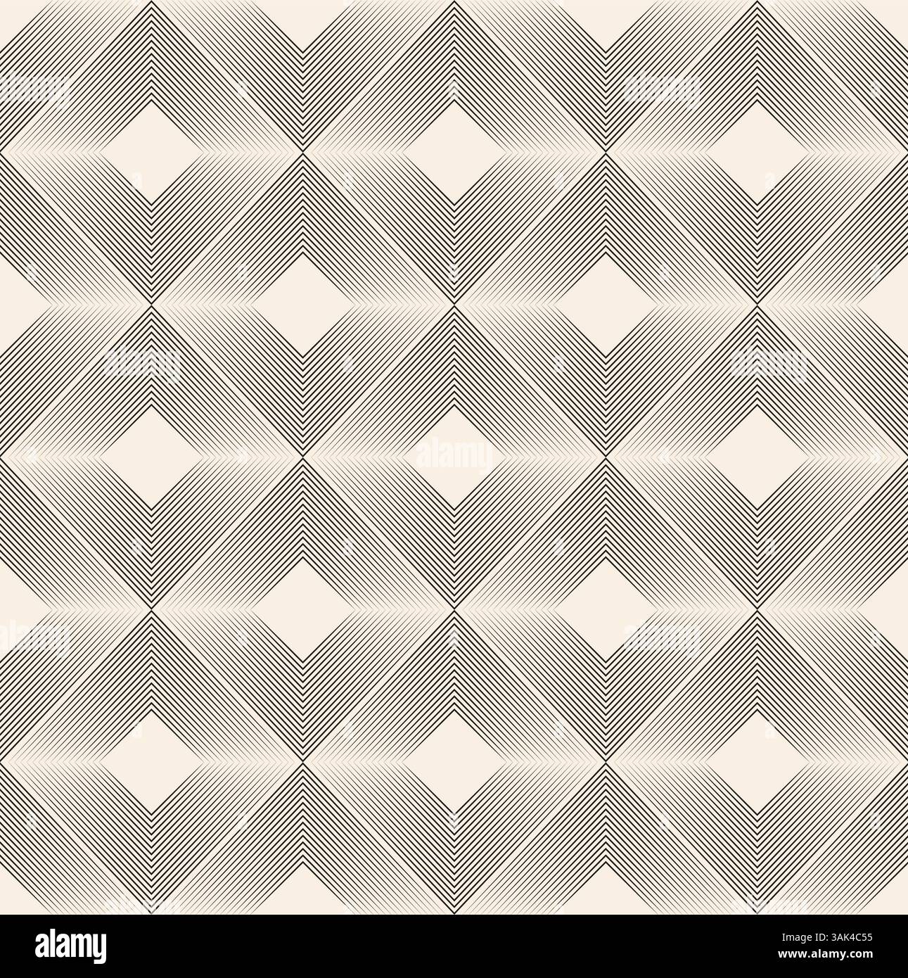 Thin lines squares abstract seamless pattern. Black beige geometric pattern. Stock Vector