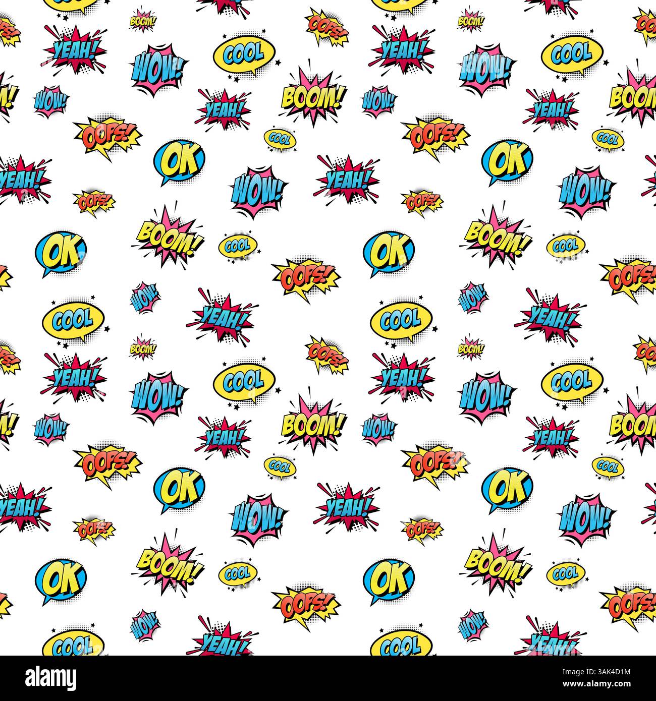 Pop art logo pattern creative background with comic speech bubbles Stock Vector