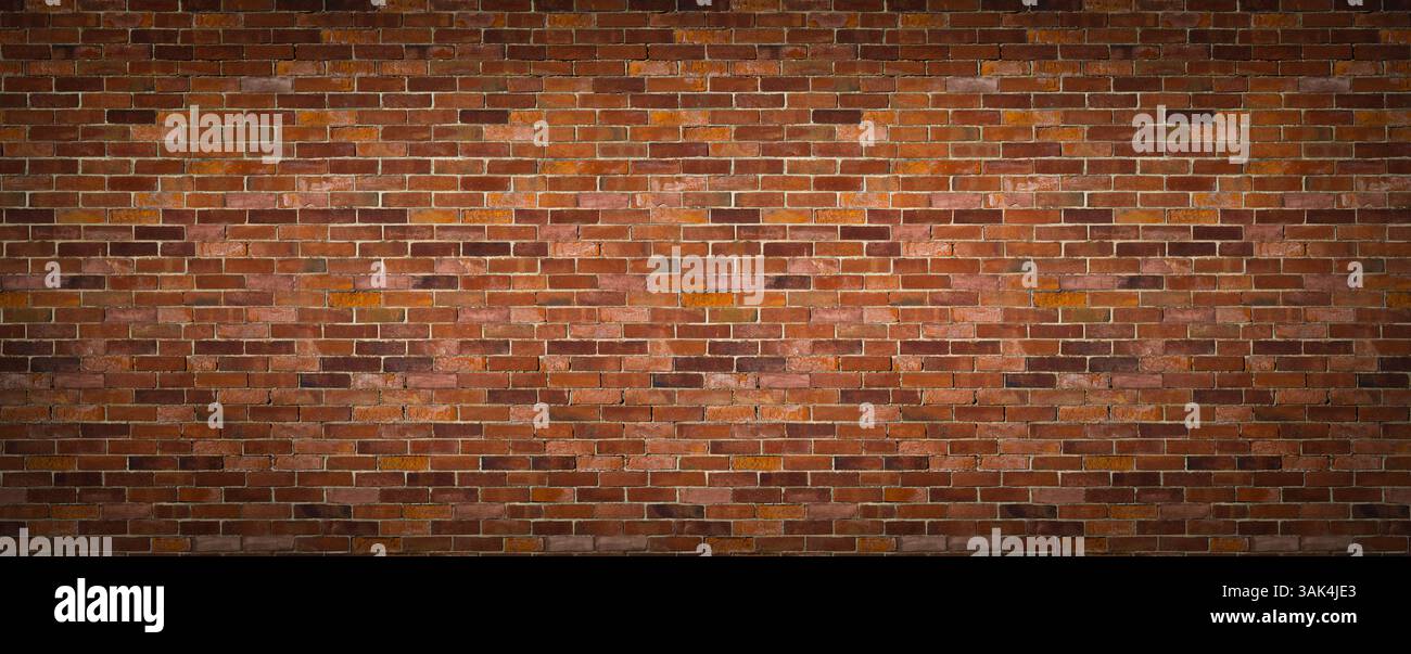 Wide Panorama Brick Wall Background texture – masonry building brickwork Stock Photo
