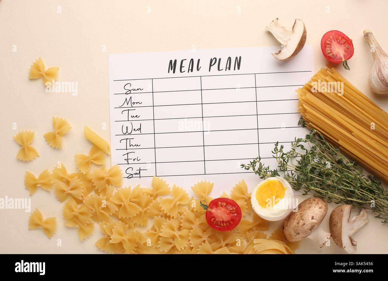 Meal And Routine Making a meal plan for several days. Concept of healthy lifestyle ...
